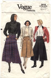 9416 VOGUE LONGER A-SKIRT LENGTHS, FLARE CULOTTES PATTERN 12-16